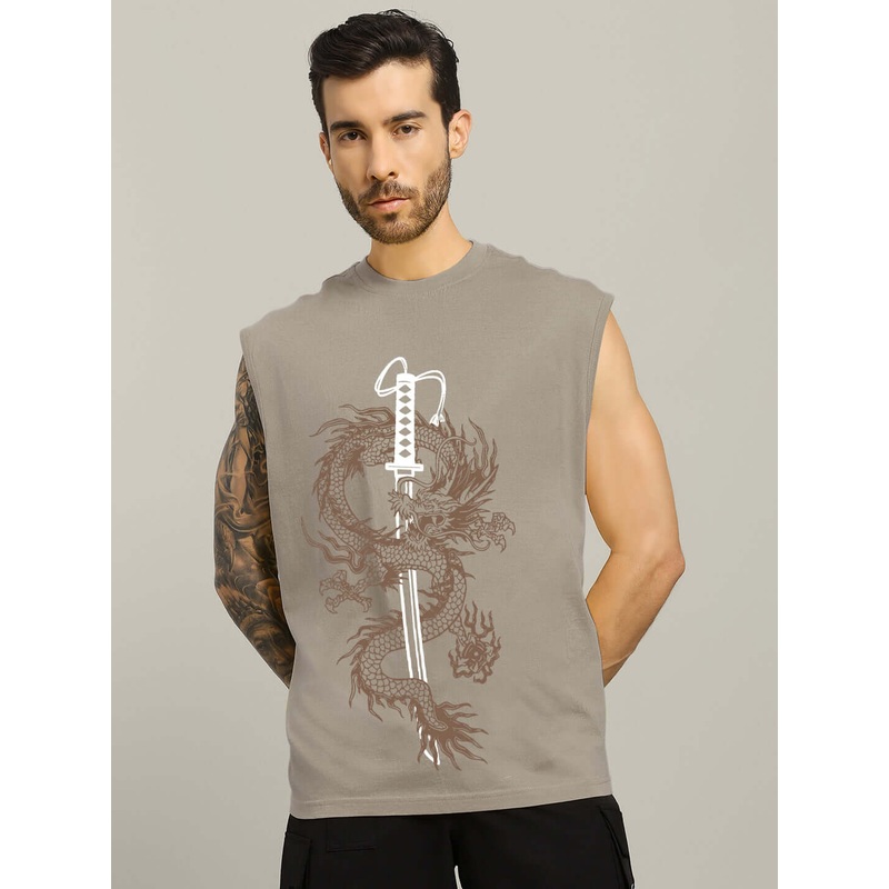 RYUJIN KAI PRINTED GYM T-SHIRT GREY XS