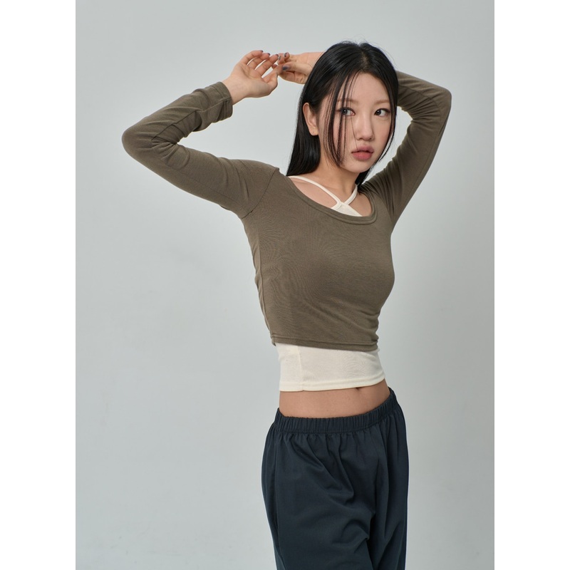 Scoop Neck Top IF314 Dark green S/M