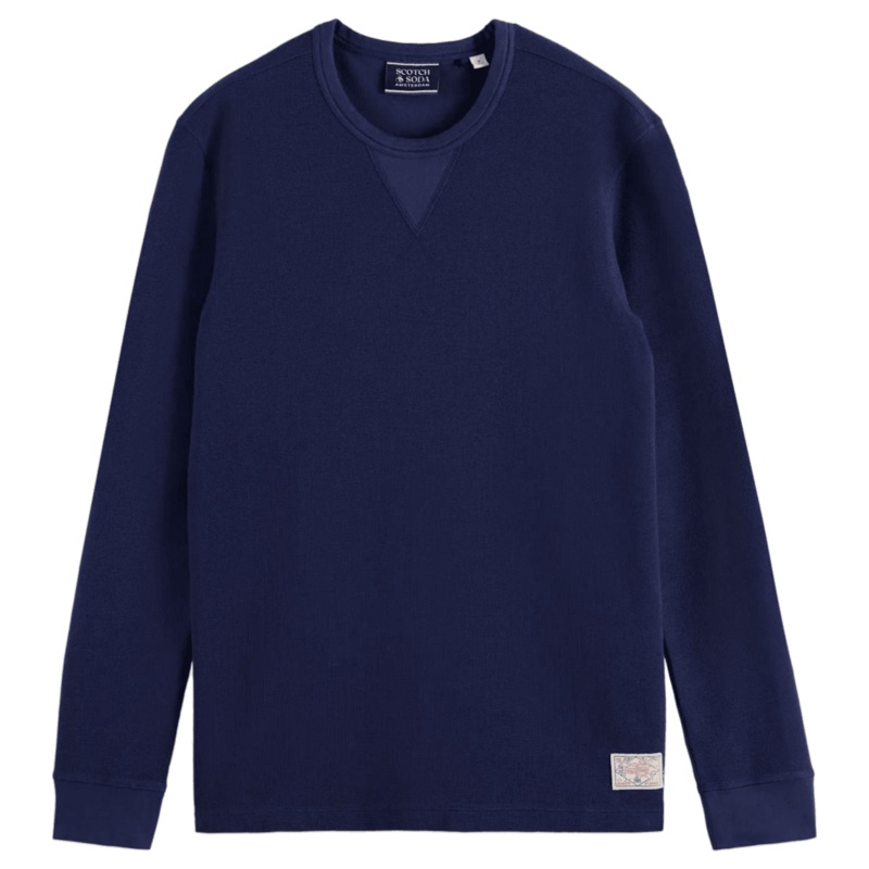 Scotch & Soda Waffle Long Sleeve T-Shirt Navy Blue Medium