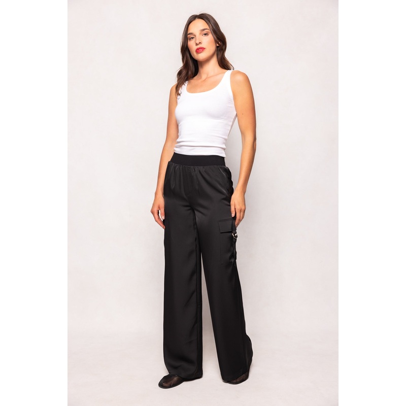 Shay Satin Pants in Black XX Small
