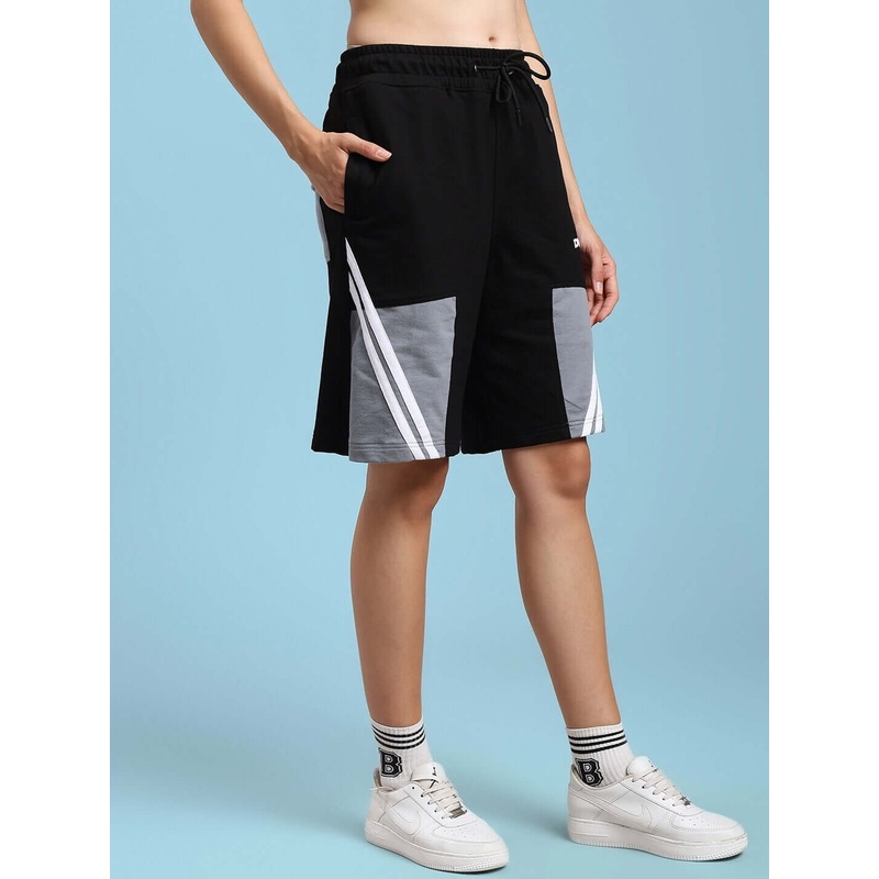 WOMEN LEWIN CHINO REGULAR FIT SHORTS BLACK GREY XS