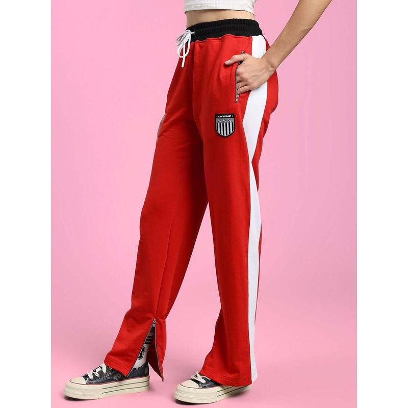WOMENS ELEGANT RELAXED-FIT JOGGERS RED XS