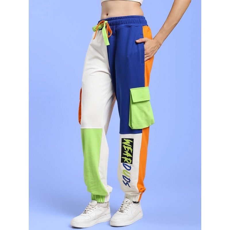 WOMENS NICE MULTI POCKET COLORBLOCK JOGGERS MULTI XS