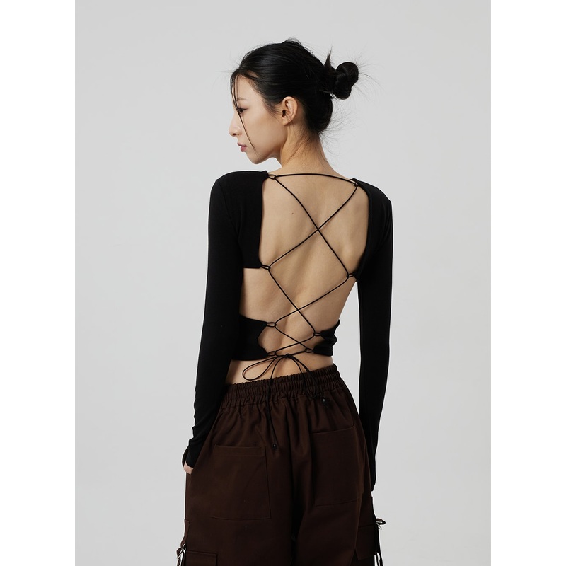 Back Cross Tie Top CF308 White S/M