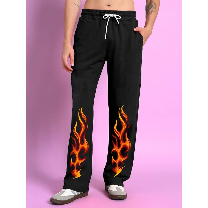 BURNING FIRE JOGGER FRENCH TERRY BLACK XS