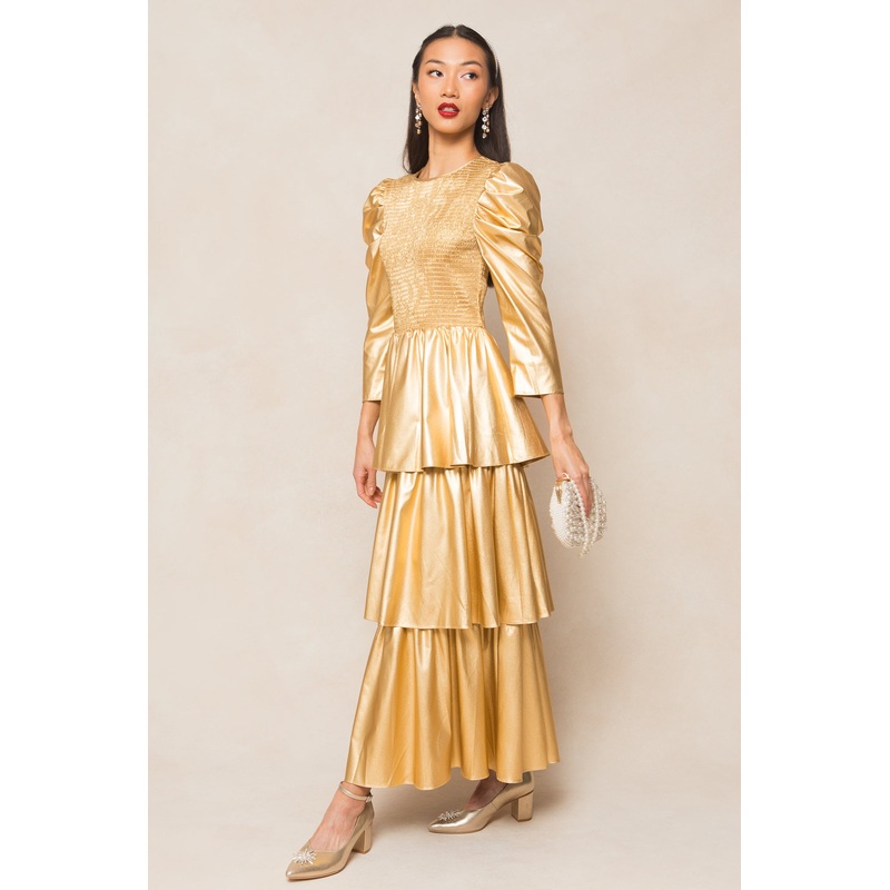 Circe Dress in Metallic Gold XX Small