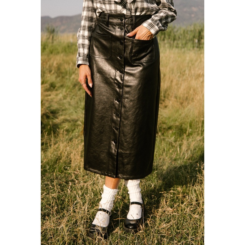 Emma Vegan Leather Skirt in Black 00