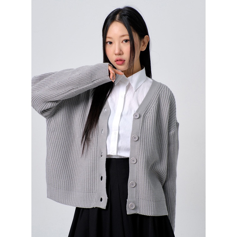 Oversized Knit Button Cardigan BJ331 Light beige M/L