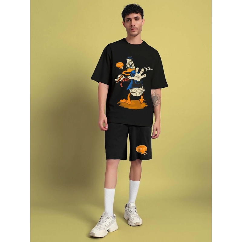 QUACK OFF COTTON CO-ORD SET BLACK XS