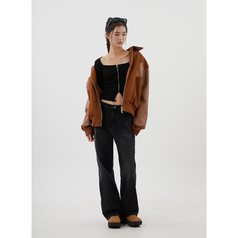 Wide Straight Leg Pants CJ310 Black S