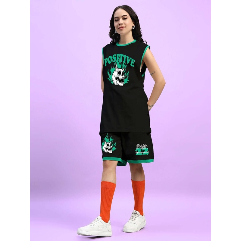 WOMENS STAY POSITIVE CO-ORD SET BLACK XS