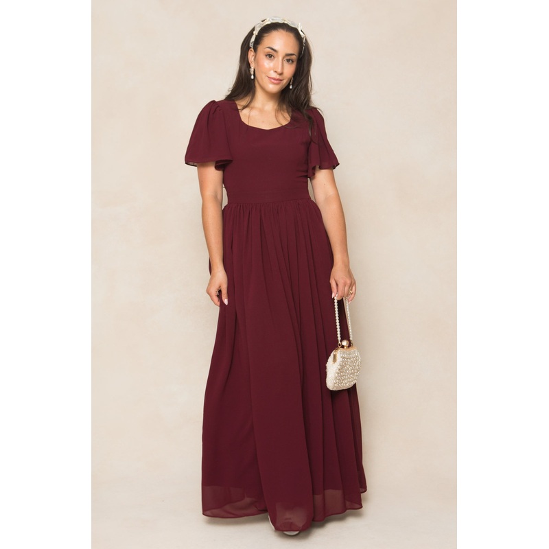 Abbie Dress in Wine Chiffon 00