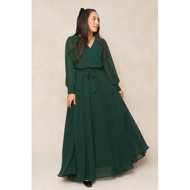 Andie Dress in Emerald Chiffon XX Small