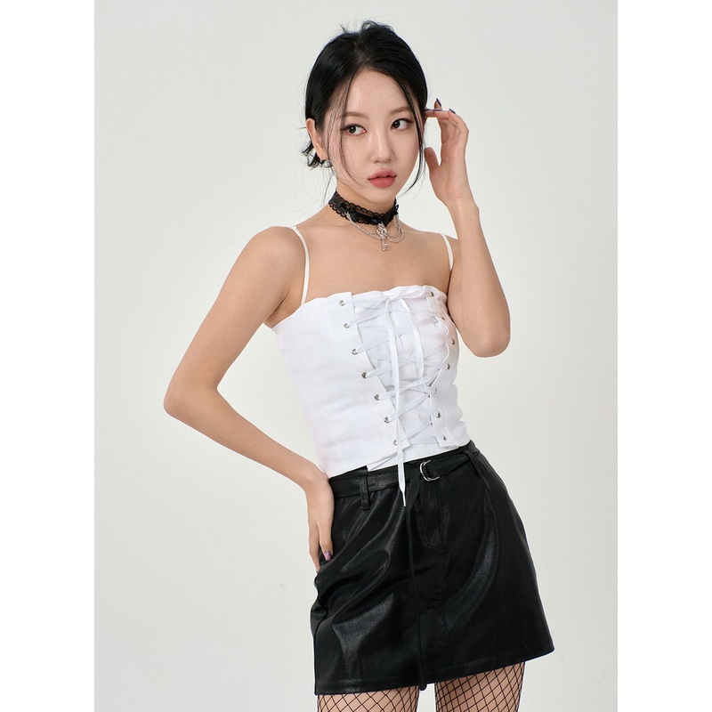 Back Zipper Corset Top BD09 White S/M