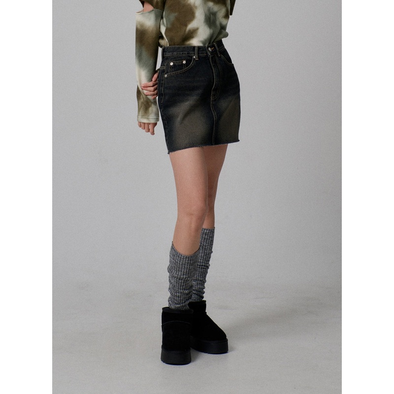 High Waist Denim Mini Skirt IJ310 Dark blue S