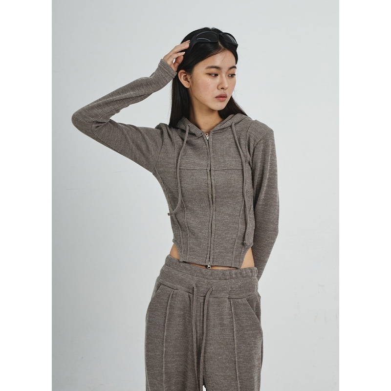 Hoodie Zipper Sweatshirt CD06 Light Beige S/M