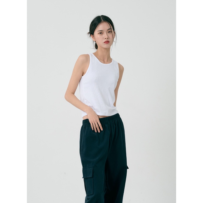 Round Neck Sleeveless Top ID08 White S/M