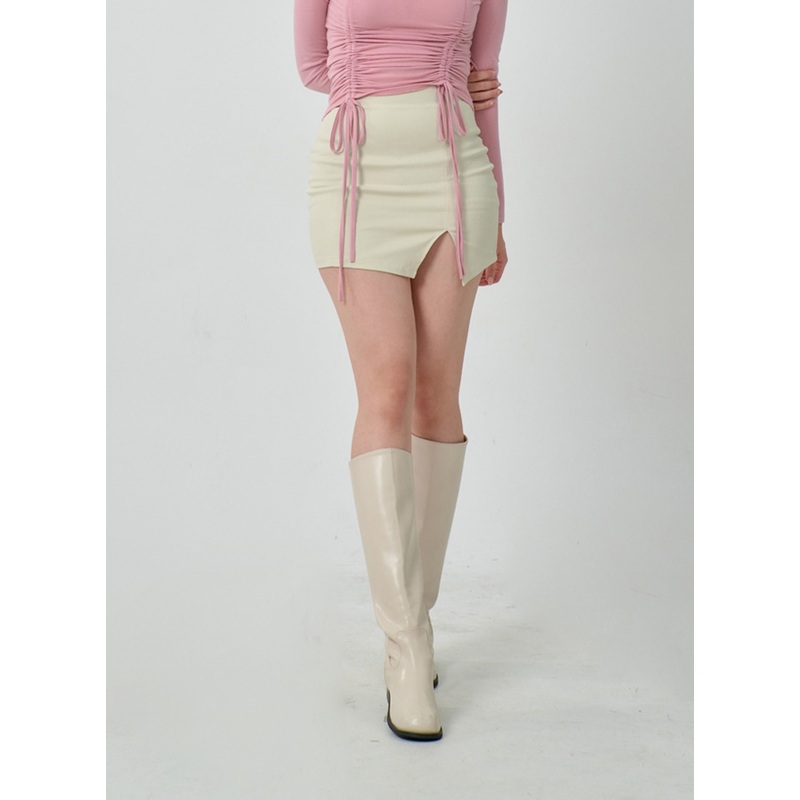 Side Slit Mini Skirt IJ304 White S