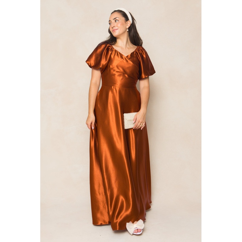 Tessie Dress in Amber Satin 00