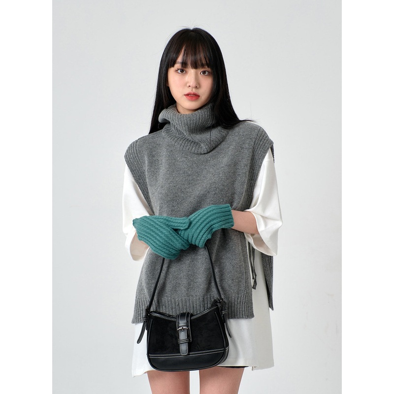 Turtleneck Cashmere Wool Vest OD01 Light beige M/L