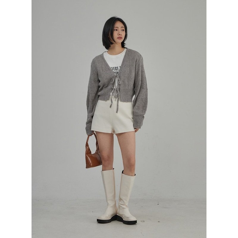 Tweed High Waist Shorts OJ304 Light beige S