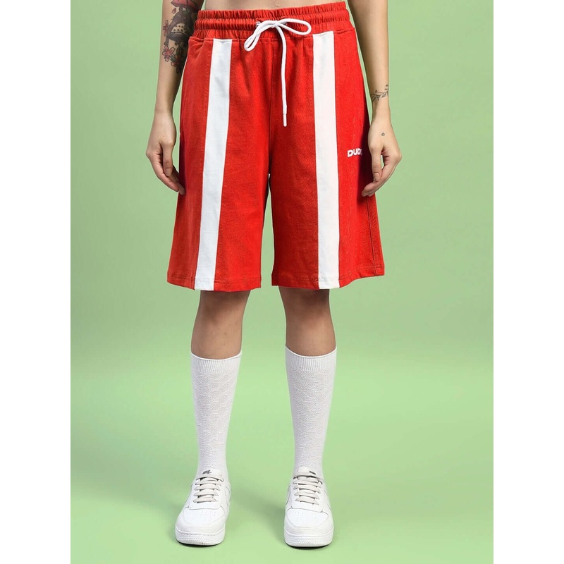 WOMENS WIDELINE REGULAR FIT SHORTS RED XS