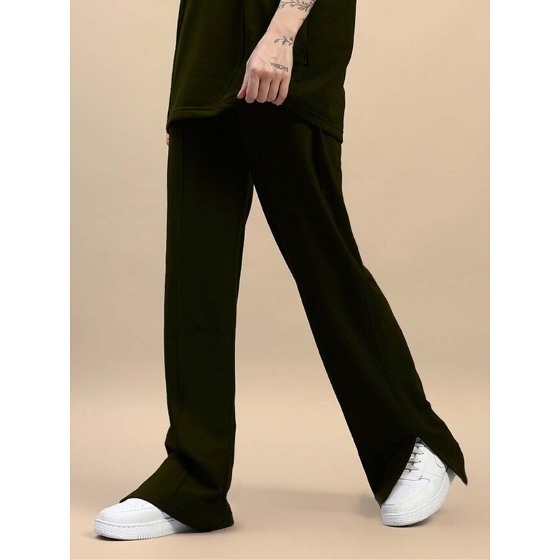 WOMENS ZION SIDE SLIT JOGGERS OLIVE GREEN XS