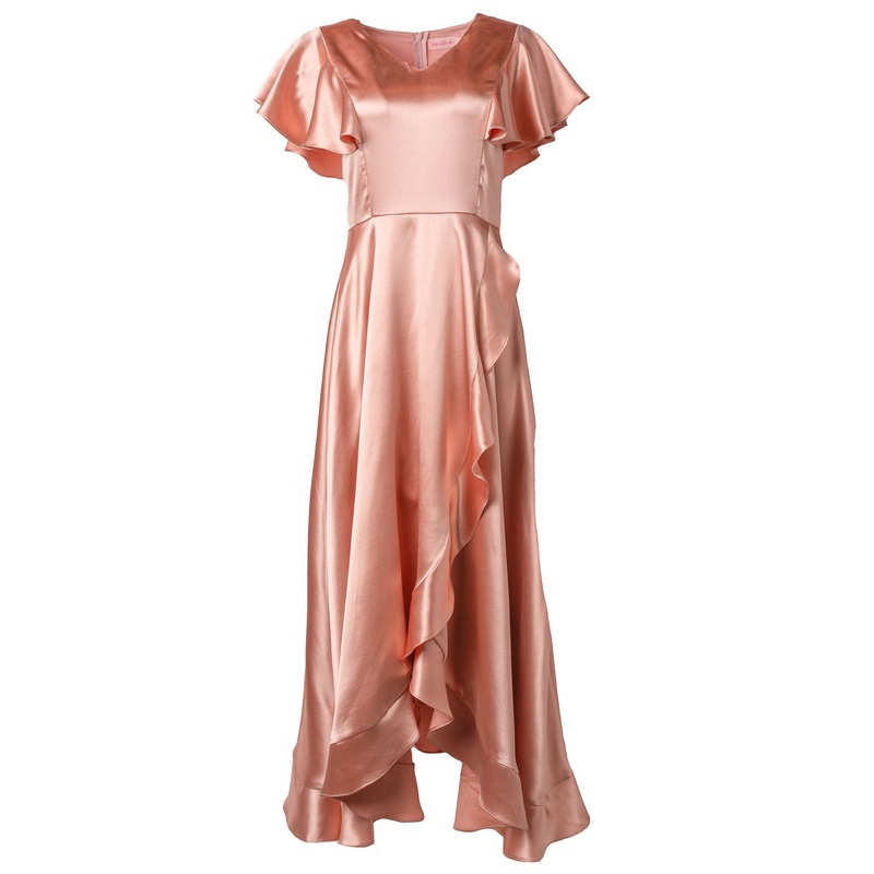 Callie Dress in Apricot Crush Satin 00