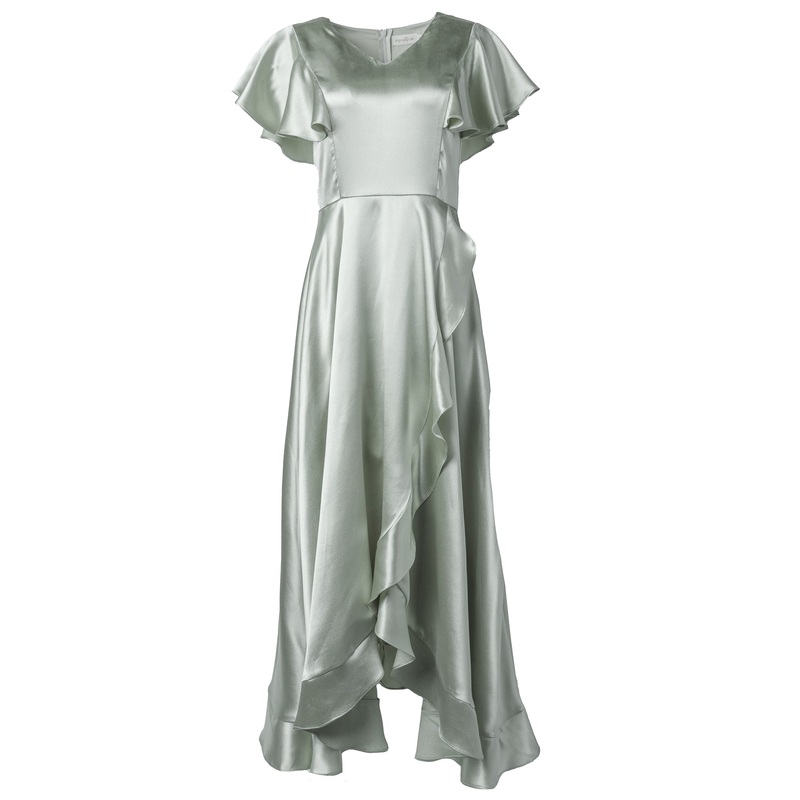 Callie Dress in Sage Satin 00