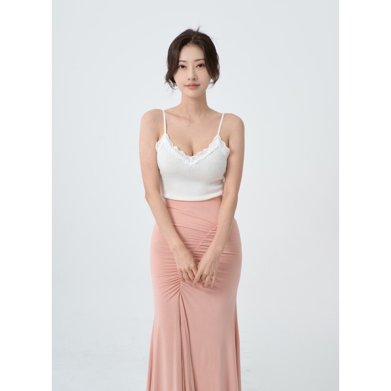 Crop Lingerie Style Tank Top IO26 White S