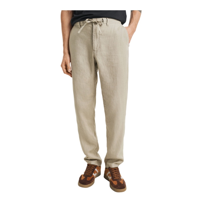 GANT Relaxed Fit Linen Drawstring Trousers Dry Sand Medium