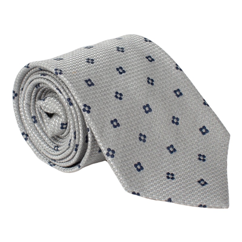Golding Geometric Natte Woven Tie Grey/Navy One Size