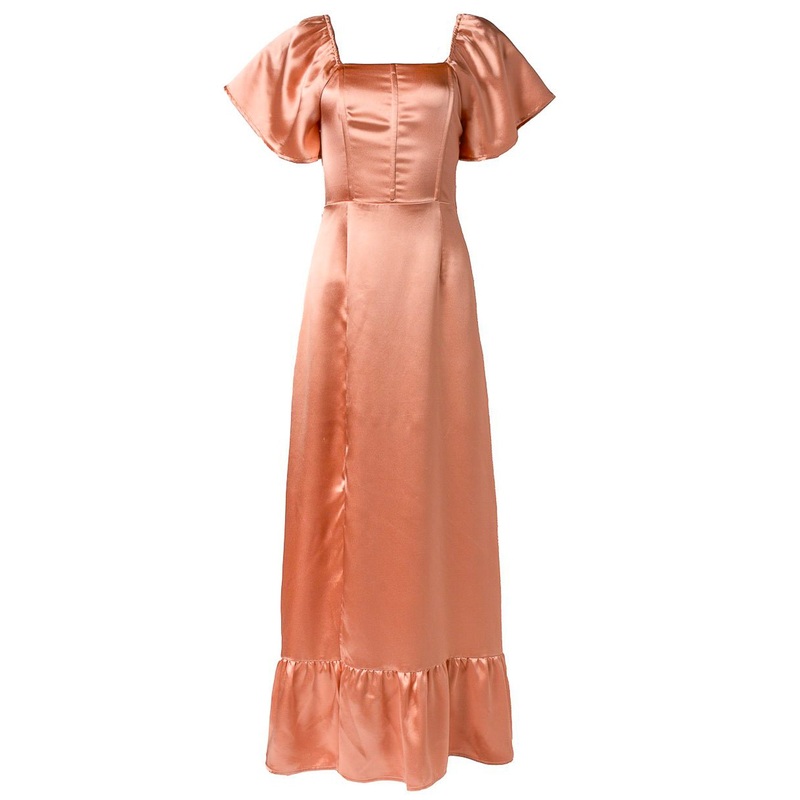Maddie Dress in Apricot Crush Satin 00