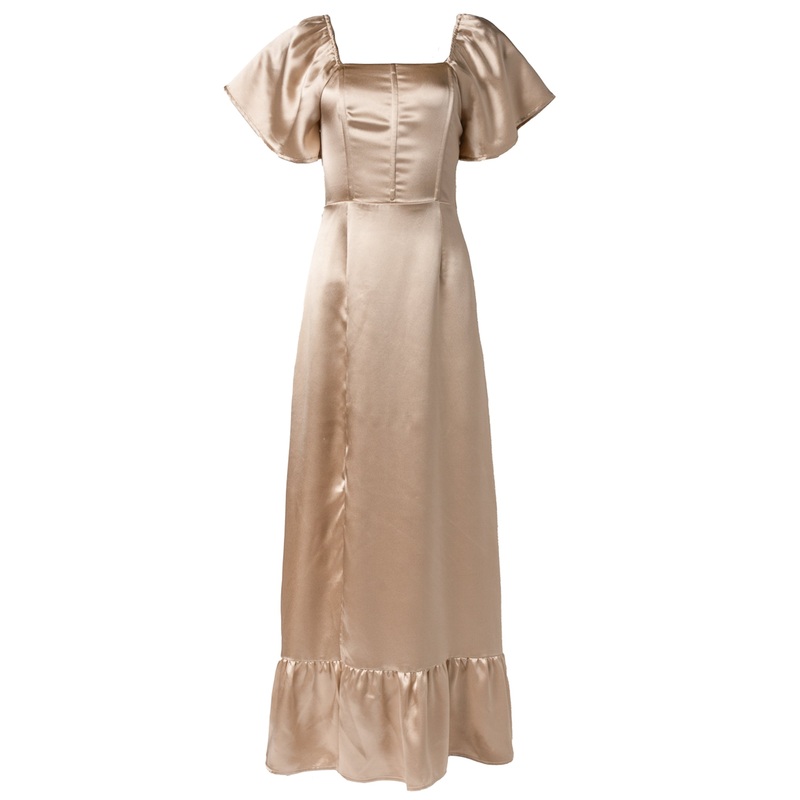 Maddie Dress in Champagne Satin 00