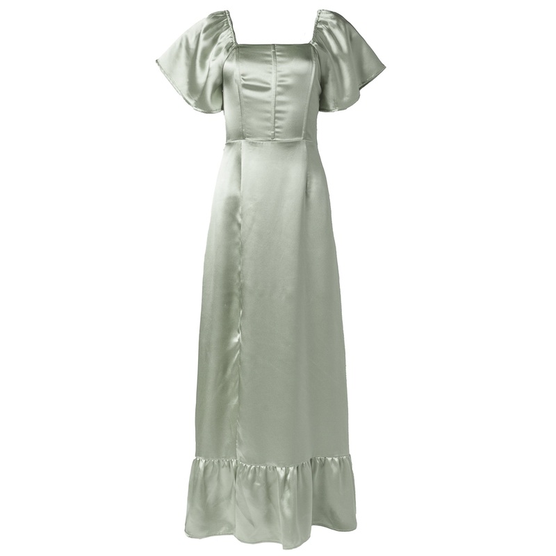 Maddie Dress in Sage Satin 00
