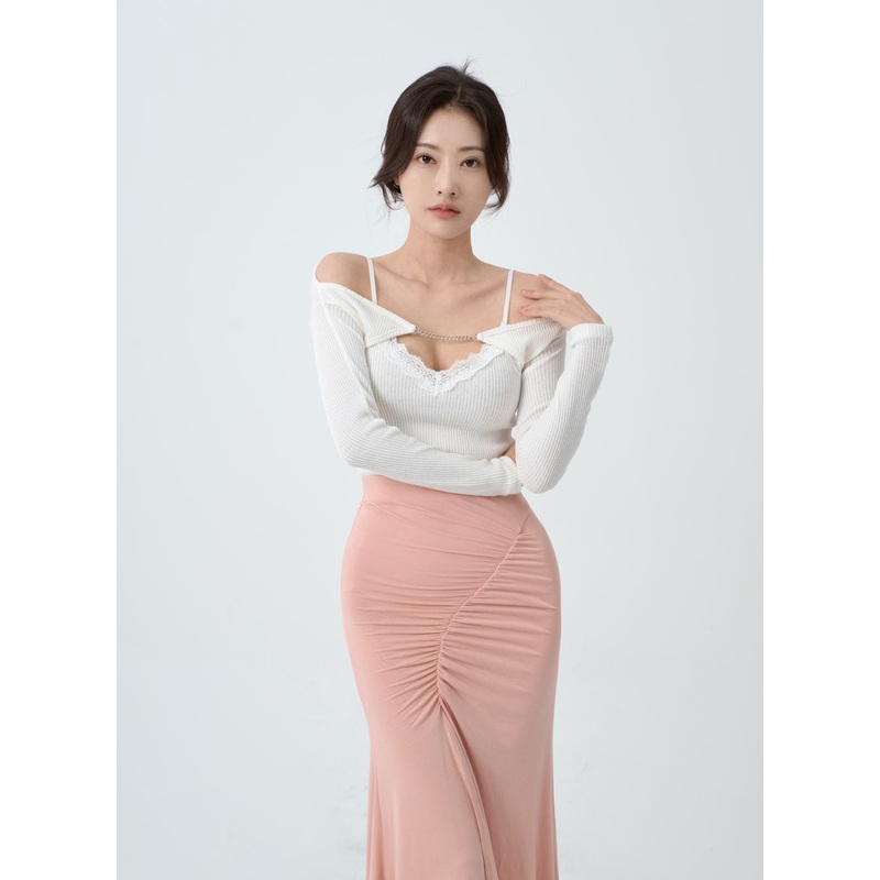 Off-Shoulder Knit Bolero Cardigan IO26 White S