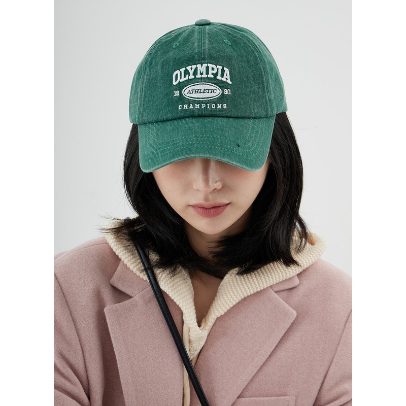 Olympia Lettering Print Baseball Cap ON09 Beige One Size