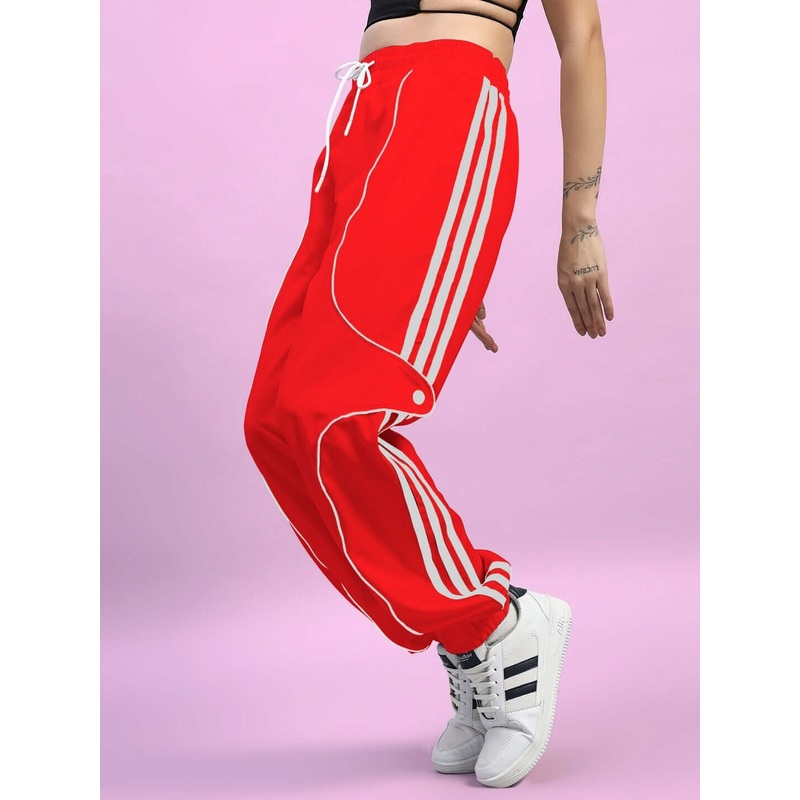 WOMENS BOLSON STRIPES RELAXED-FIT JOGGERS RED XS