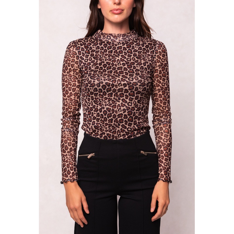 Ava Long Sleeve Top in Leopard XX Small