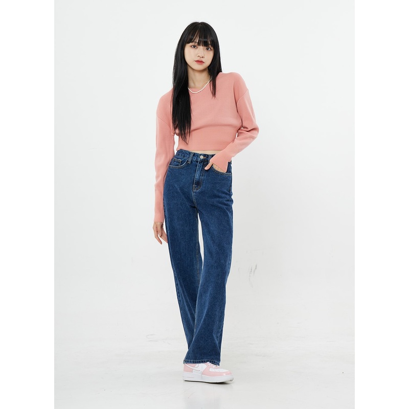 Basic Long Denim Pants BS28 Dark blue S