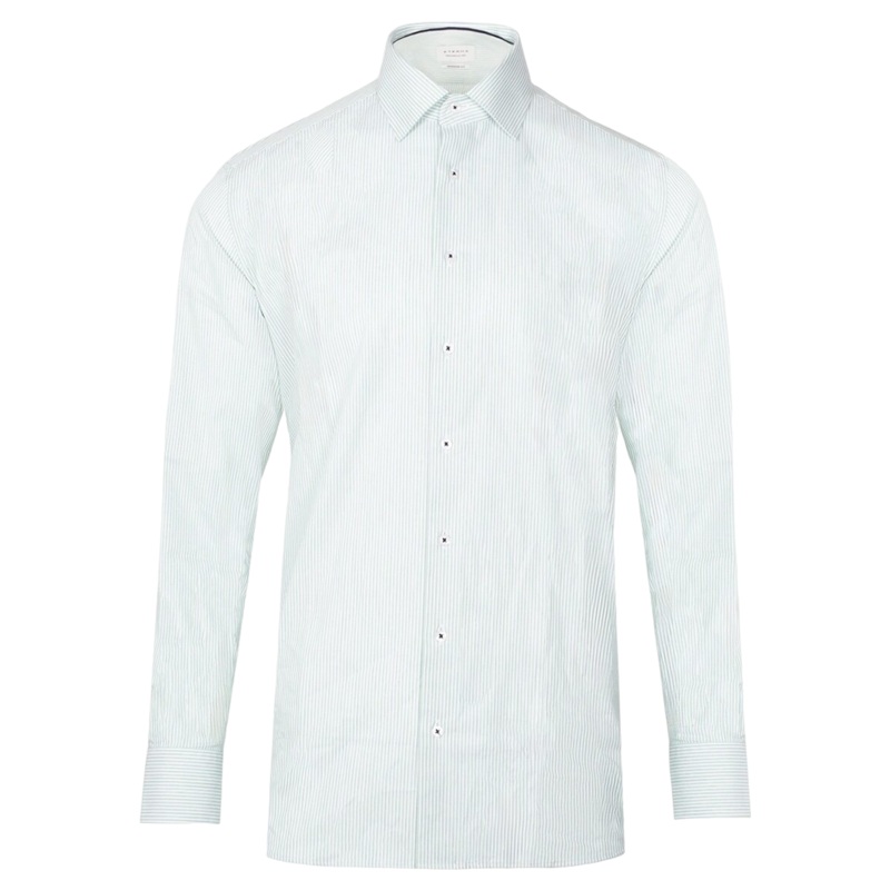 Eterna Stripe Long Sleeve Formal Shirt Green 15.5