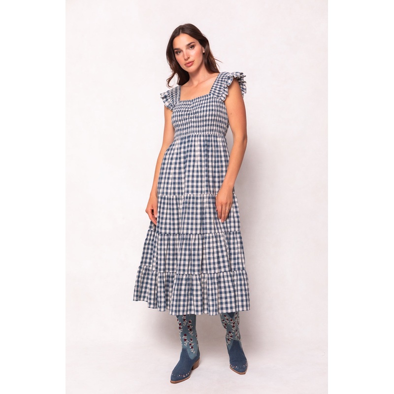 Hailey Dress in Indigo Gingham XX Small
