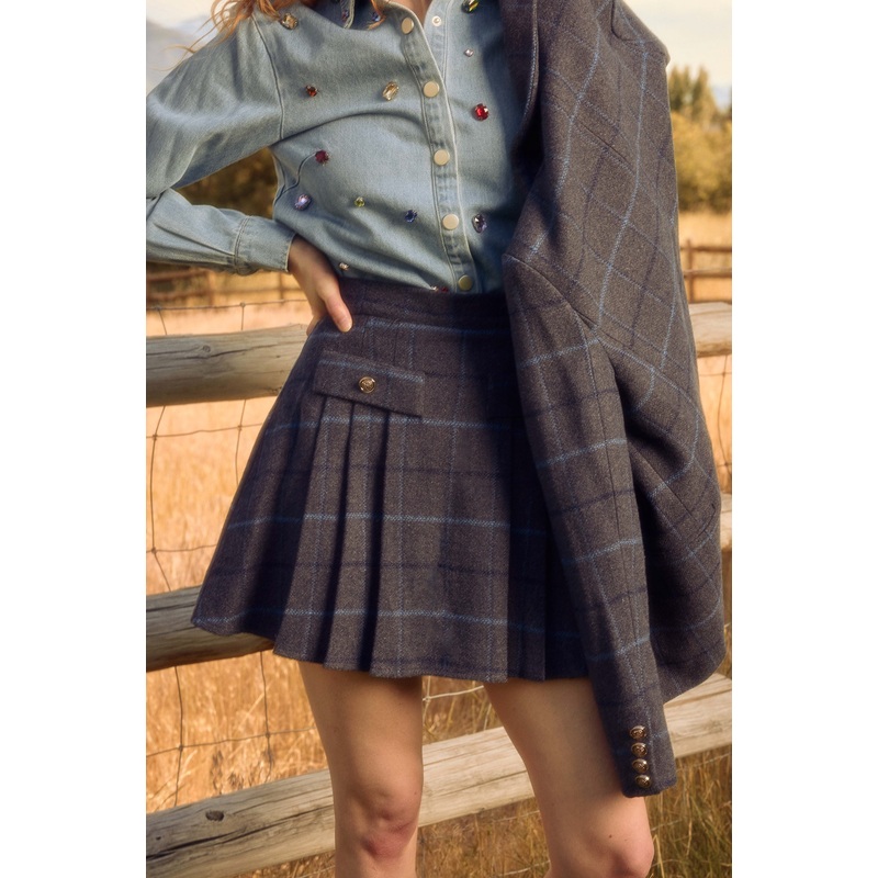 Kinley Skirt in Charcoal Plaid XX Small