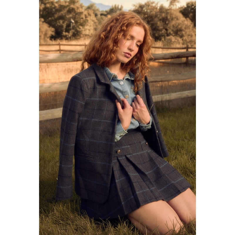 Marren Blazer in Charcoal Plaid XX Small