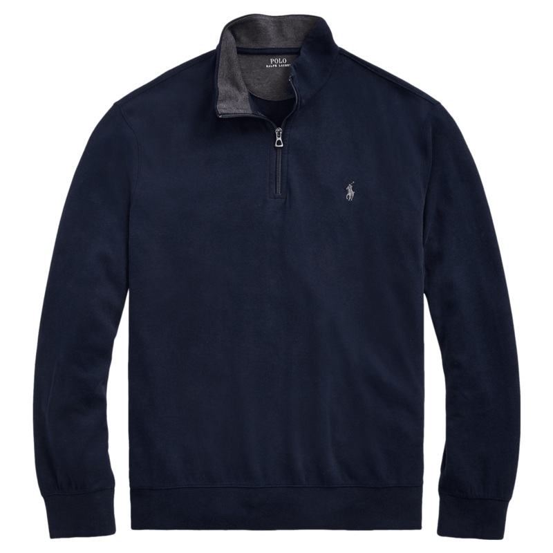 Polo Ralph Lauren Long Sleeve Luxury Jersey 1/4 Zip Knit Aviator Navy/C9678 Small Regular