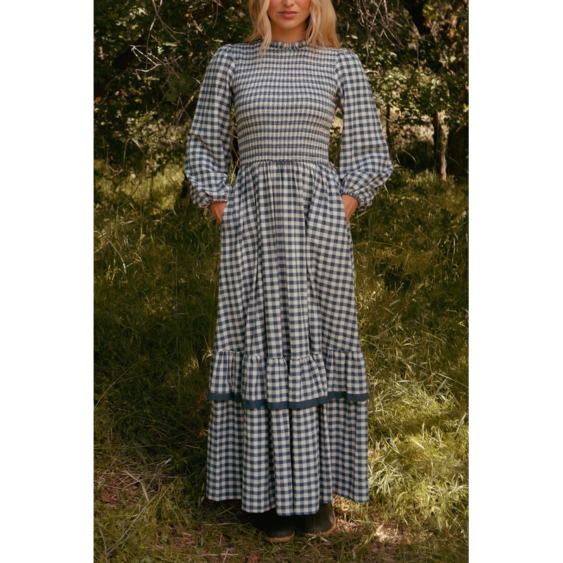 Presley Dress in Indigo Gingham XX Small