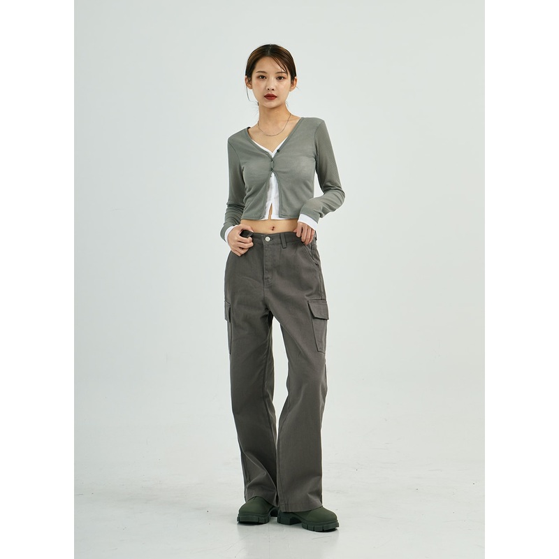Stella Wide Cargo Cotton Pants CS23 Dark Green S