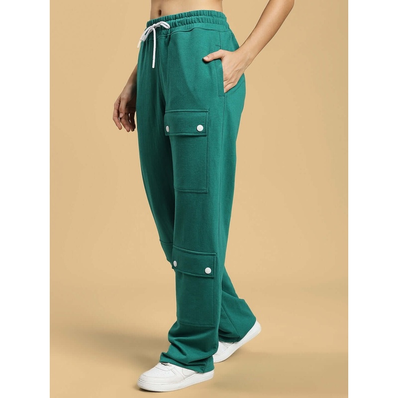WOMENS AWESOME FLAP POCKET BAGGY JOGGER GREEN XS