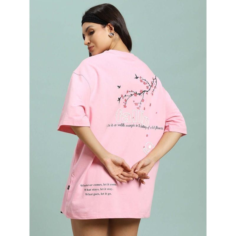 WOMENS FALLING FLOWER T-SHIRT PINK XS