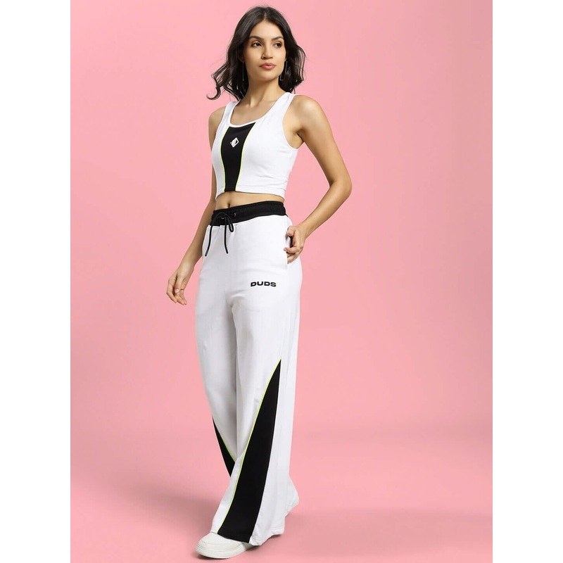 WOMENS LARISSA CO-ORD SET WHITE BLACK XS